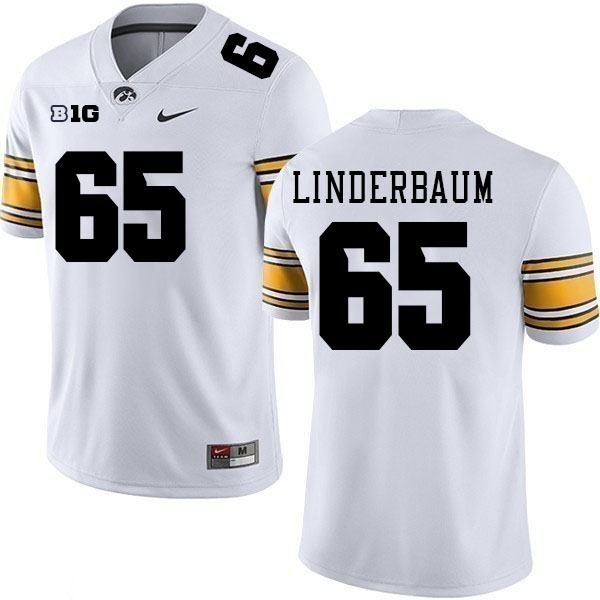 Iowa Hawkeyes #65 Tyler Linderbaum College Football Jerseys Stitched Sale-White